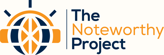 The project's earlier logo: a navy and orange globe beside the words The Noteworthy Project.